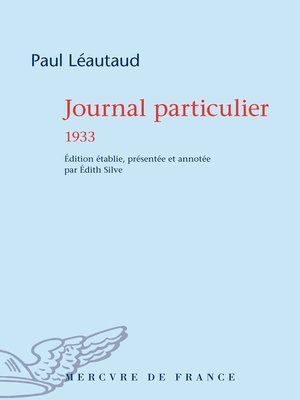 cover image of Journal particulier. 1933